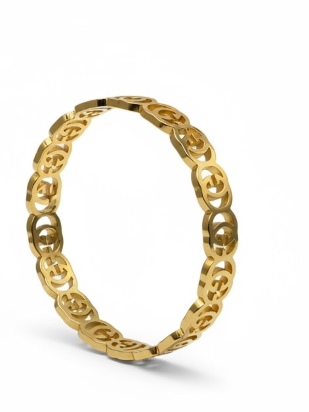 DESIGNER logo Gold Tone Interlocking G G bangle Bracelet stainless steel New